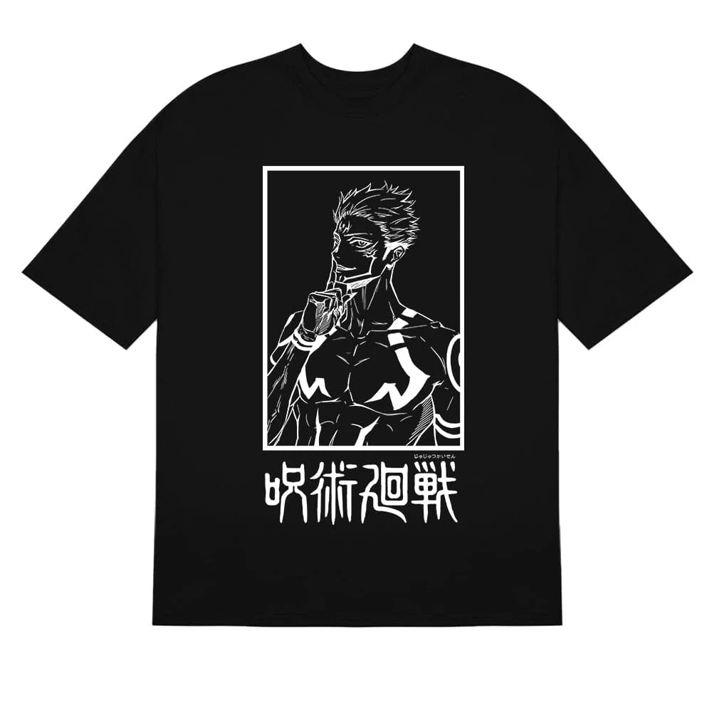 Jujutsu Kaisen Sukuna Monochrome T-Shirt - High-Quality Anime Tee