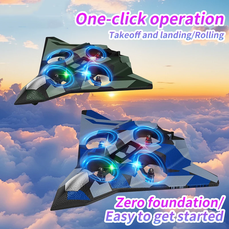 RC Aircraft 2.4G EPP Foam Stunt Electric Glider 360 ° Rolling One Key Return Flying Airplane with LED Lights Plane Toys Gifts