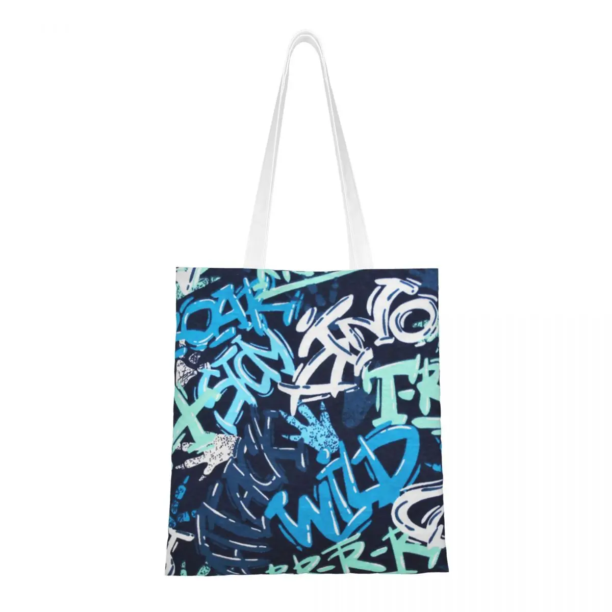 Urban Pattern Hip Hop Graffiti Street Art Shopping Bags Ladies Canvas The Tote Bag Foldable Girls Shoulder Tote Travel Handbag