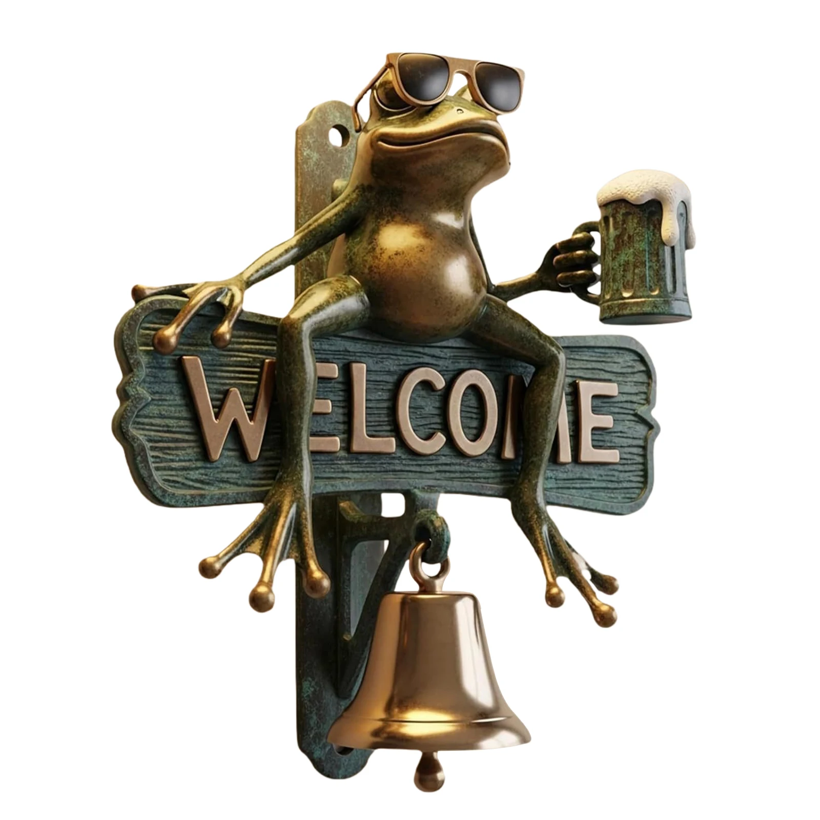 Chill Frog Welcome Doorbell Beer-Drinking Frog With Sunglasses Funny Outdoor Decorative Door Bell Front Door Decoration