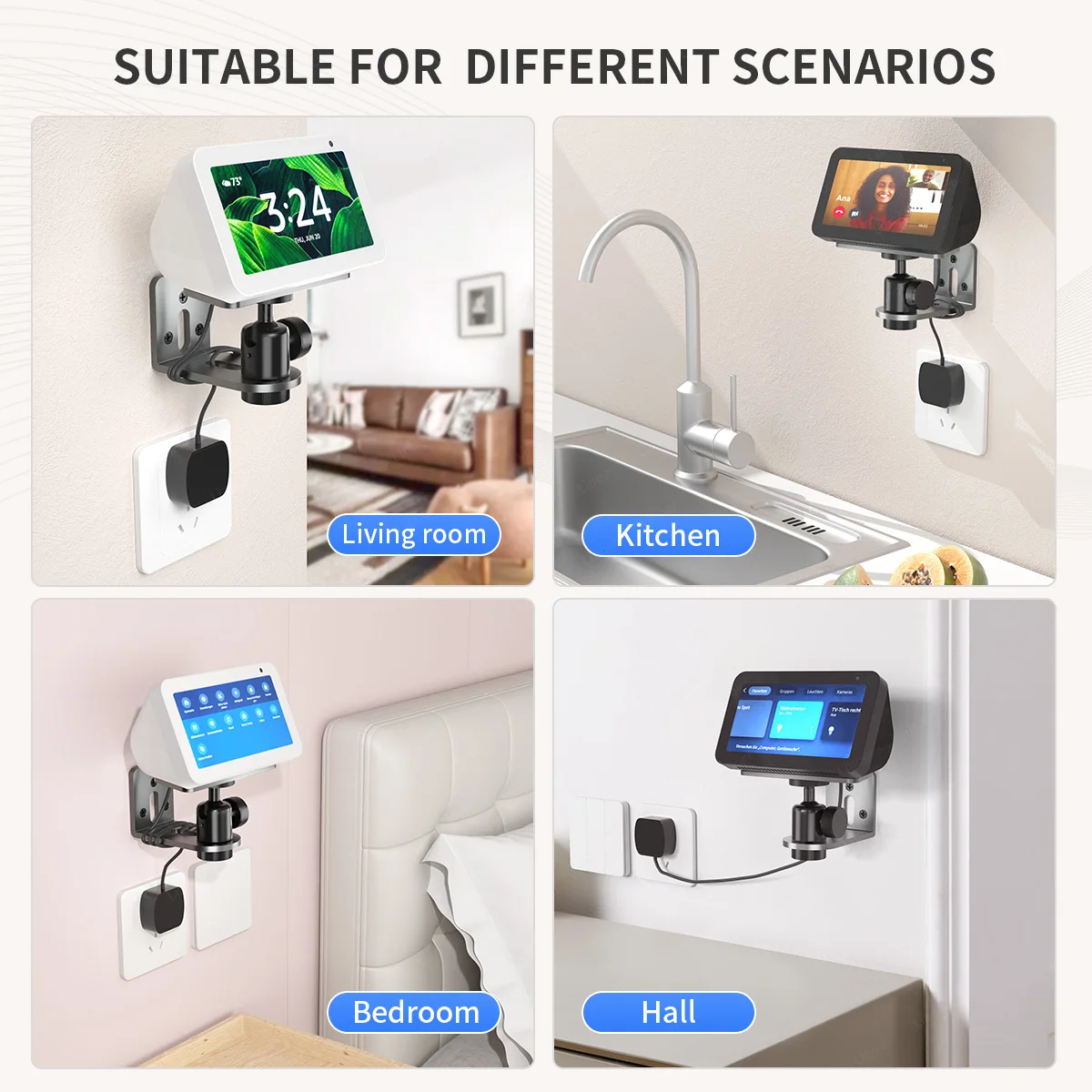 حامل تثبيت على الحائط لعرض الصدى 5 1st/2nd/3rd حامل دعم ألومنيوم مغناطيسي قابل للتعديل مع مغناطيسي قوي لعرض الصدى 5