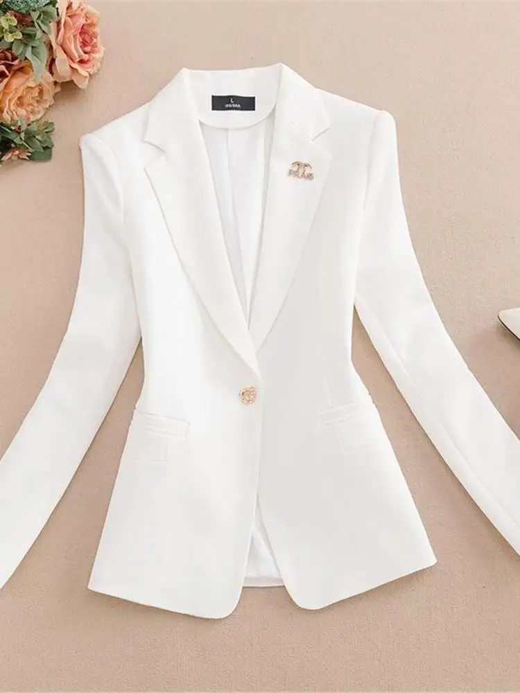 

Женская повседневная универсальная куртка-жакет 2024 года, весна-осень, новинка, большие размеры, рабочая одежда, профессиональный деловой топ для офиса