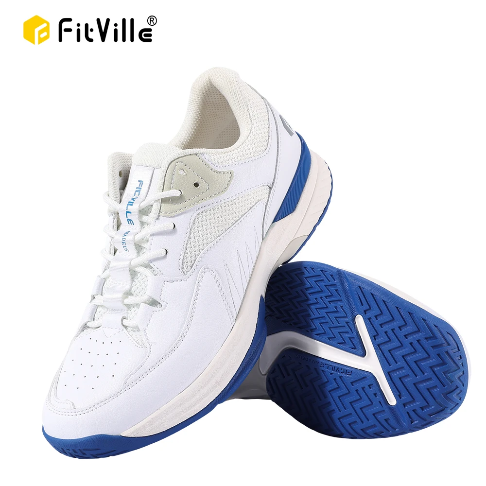 

FitVille Mens Tennis Shoes Professional Training Sneakers Wear Resistant Anti-Slip Sweat Absorbent for Swollen Feet Arch Support