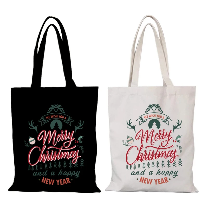 Cartoon New Handbags Merry Christmas Women's Bag New Year Gift the Tote Bag Canvas Sac De Courses Lady Bags Eco Shopper Woman