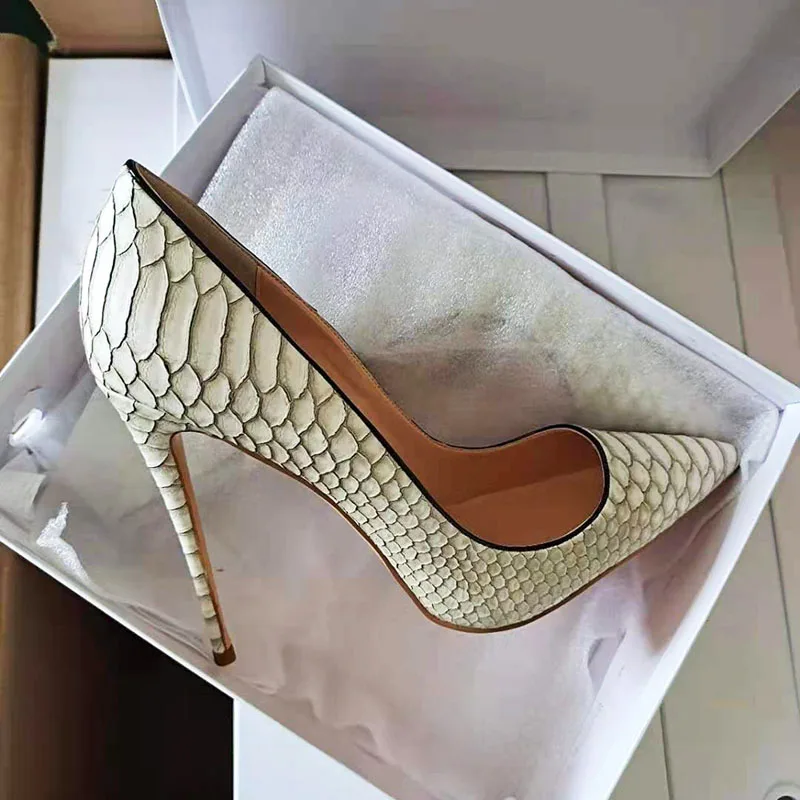 

Sexy Women Stereo Python Leather Pointed Toe Pumps Ladies Snakeskin Pattern Celebrity Stilettos Party Dress Thin High Heel Shoes