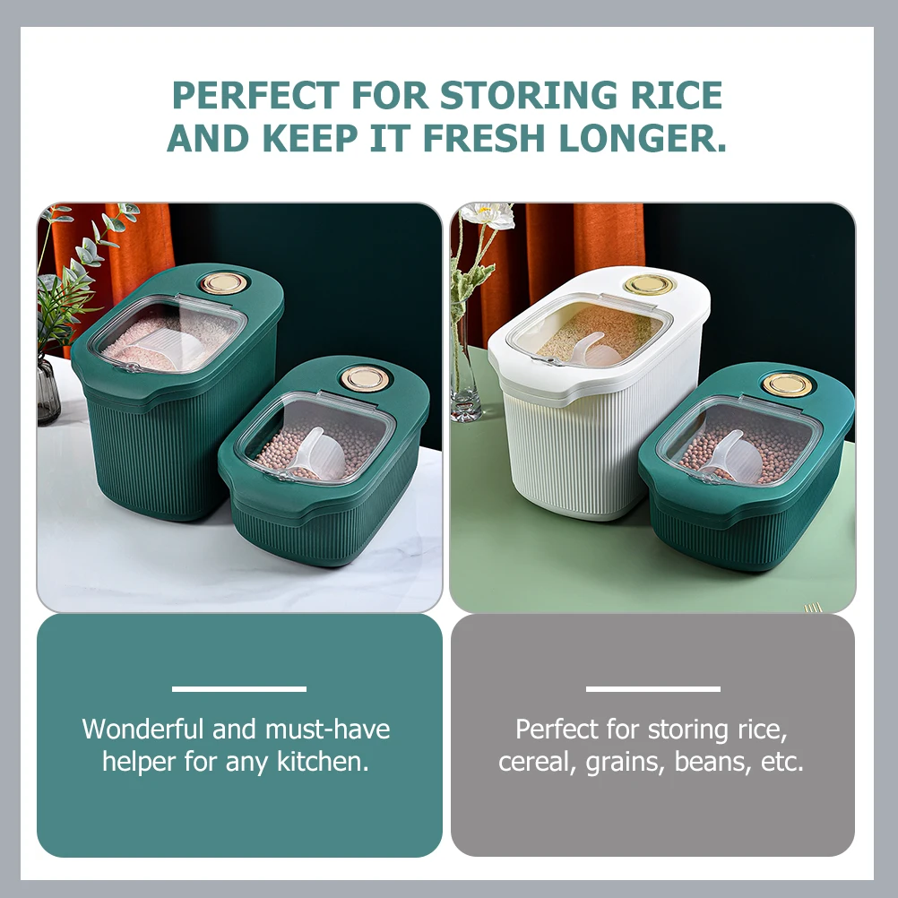 

Airtight Rice Storage Container Large Capacity Moisture Proof Insect Proof Sealed Bucket For Kitchen Home Grains Beans Cereal