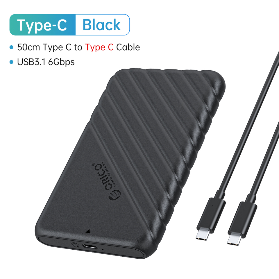 ORICO USB3.1 6Gbps HDD Enclosure SATA to Type-C HDD SSD Hard Drive Enclosure Support UASP for 7~9.5mm 2.5 Inch SSD/HDD