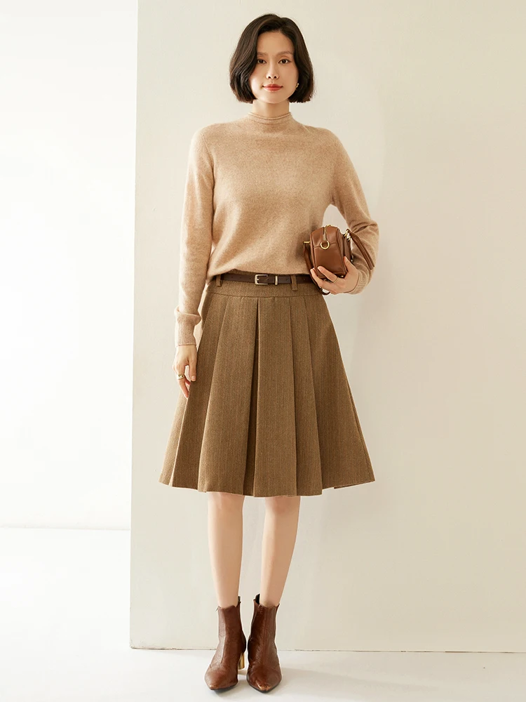 

Woman Clothes 100%Cashmere Sweater Soft Warm Autumn Winter Basics Rolled Neck Pullover Solid Color Female Grace Knitting Tops