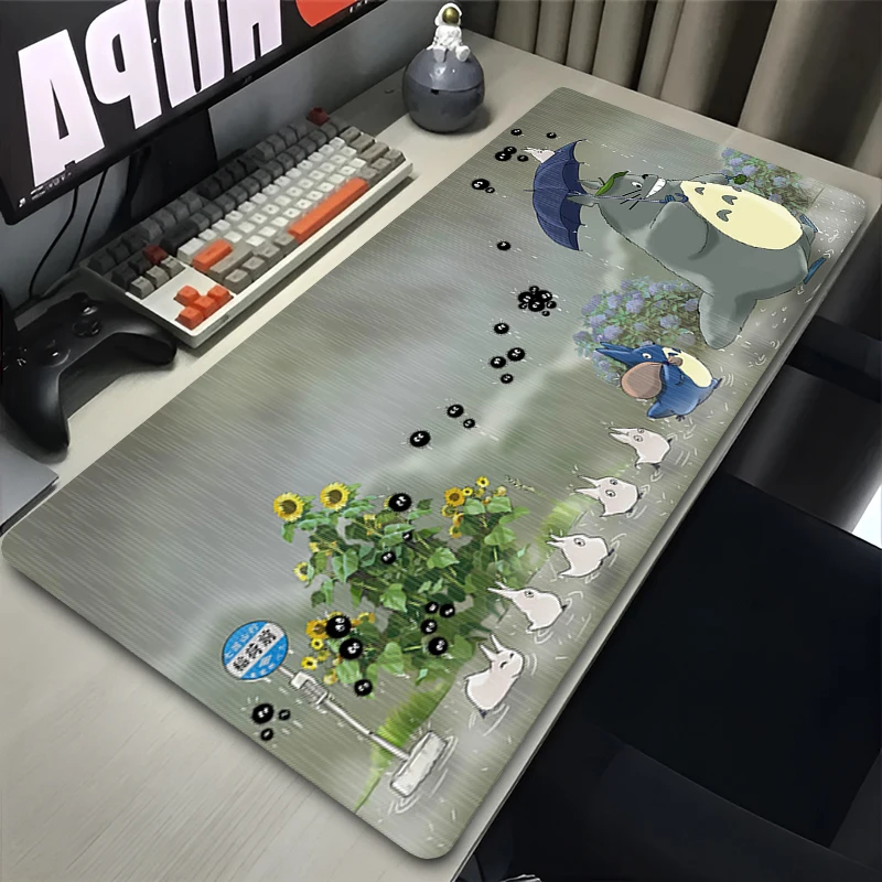 لوحة ماوس مكتب كمبيوتر محمول وردي ساكورا Kawaii Mousepad PC اليابان أنيمي T-totoros تمديد حصيرة مكتبية ملحقات الألعاب لوحة المفاتيح