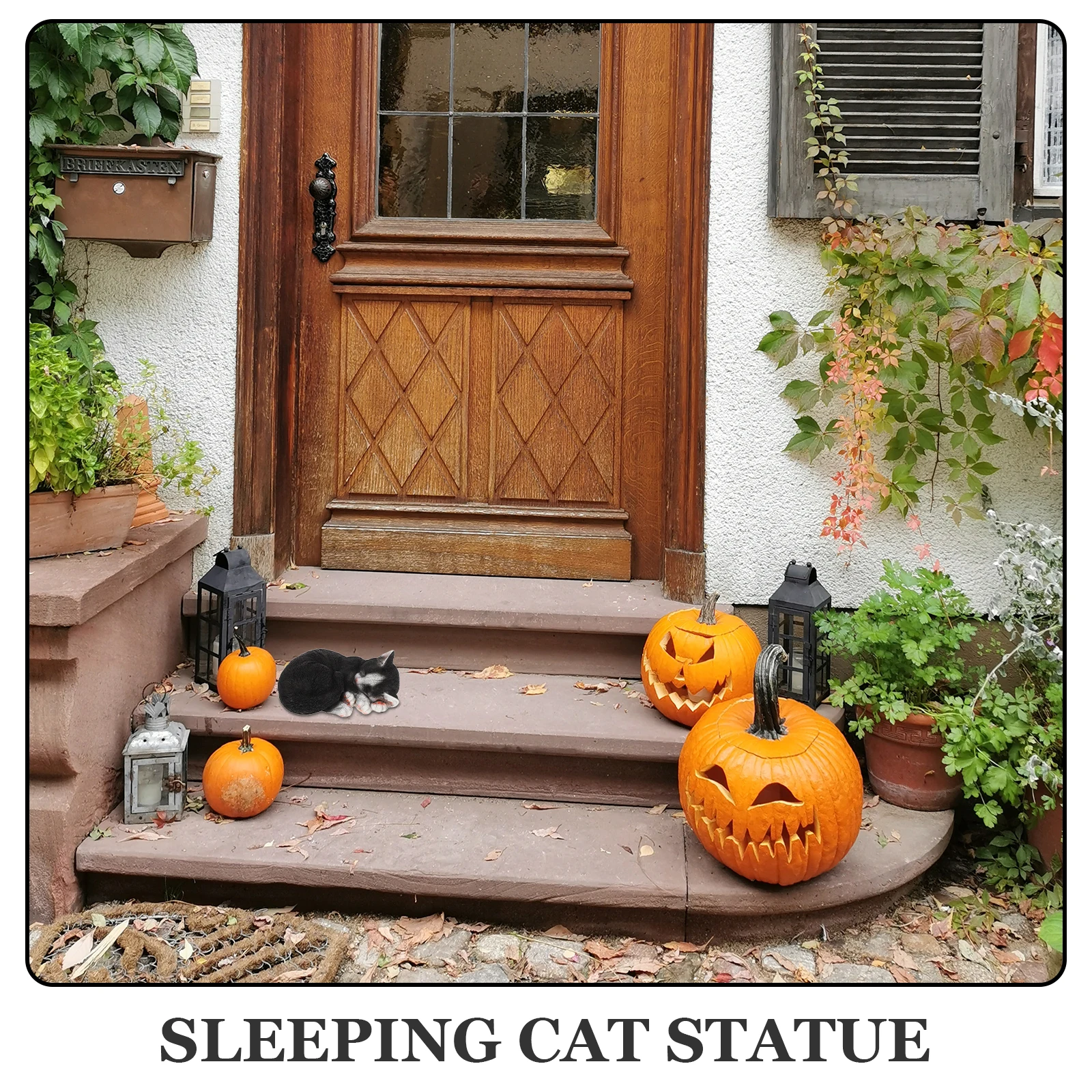 

Decorative Sleeping Cat Statue Black Resin Sculpture Garden Courtyard Lawn Villa Decor Realistic Outdoor Figurine