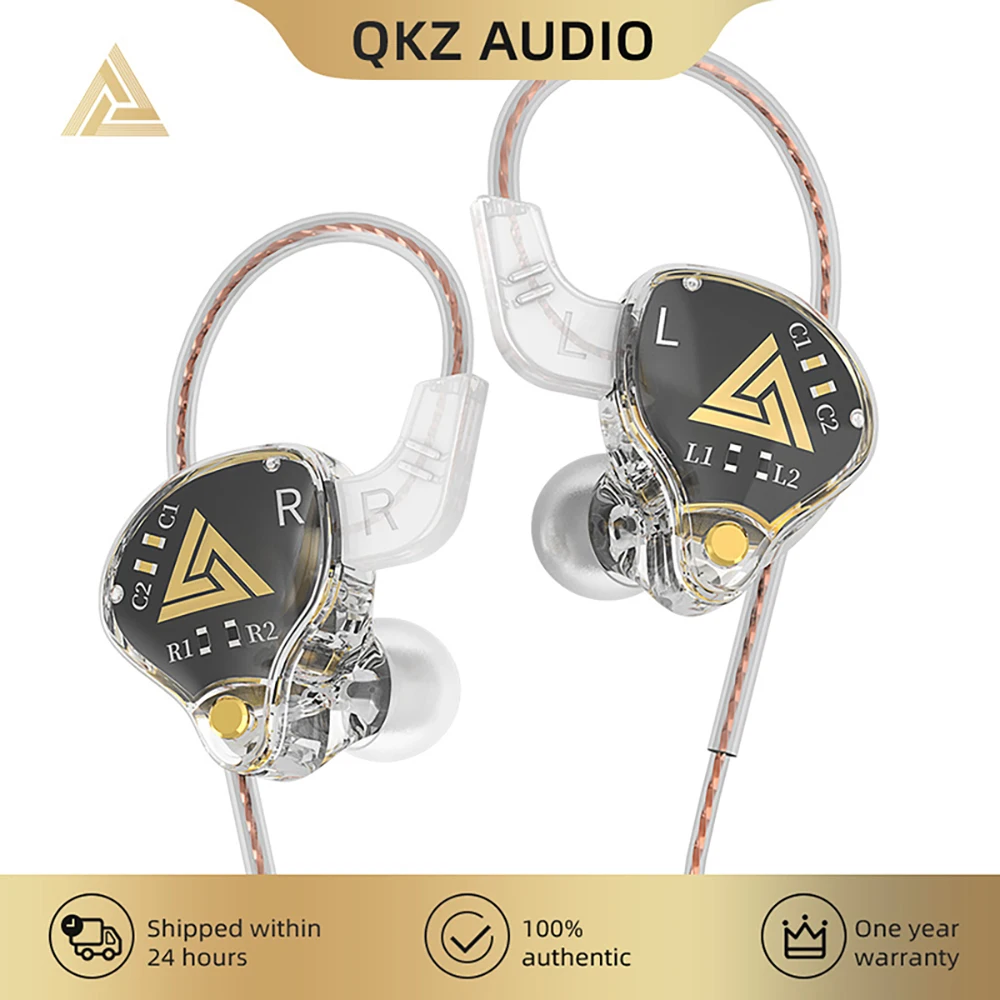 QKZ AKX 하이파이 헤비 베이스 투명 이어폰, IEM 모니터 레벨 3.5mm 인이어 음악 헤드폰, 다이나믹 마이크 유선 헤드셋 DMX 