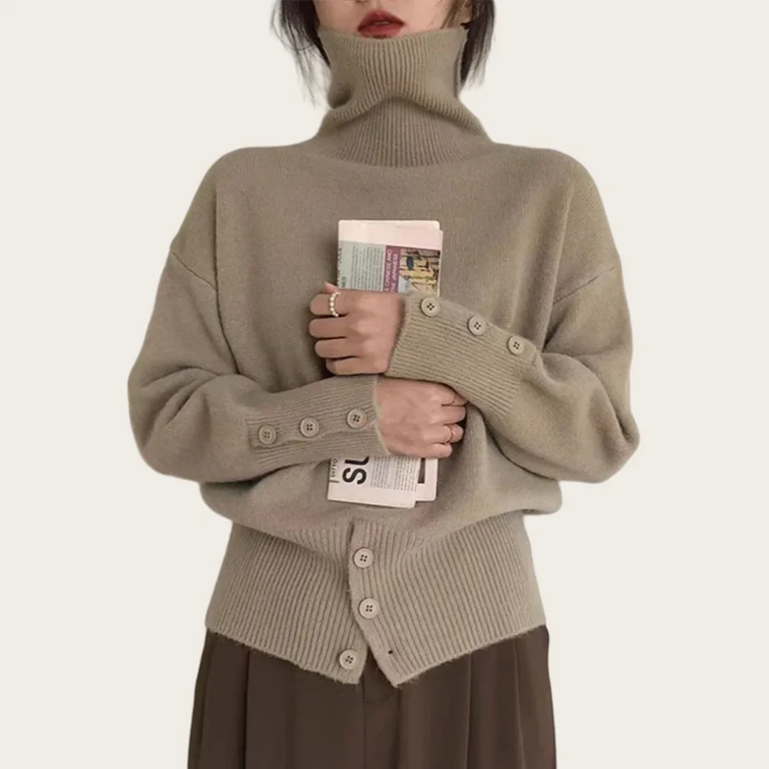 

Women's Design Unique Knitted Top Fashion Sensation Crew Neck Pullover Speciality Trendy Autumn Winter High Neck Sweater