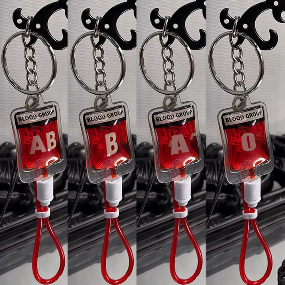 

Type A B O AB Plasma Blood Bag Keychain Bag Charm Unique Blood Bag Pendant PVC Fashion Halloween Blood Pendant DIY Accessory