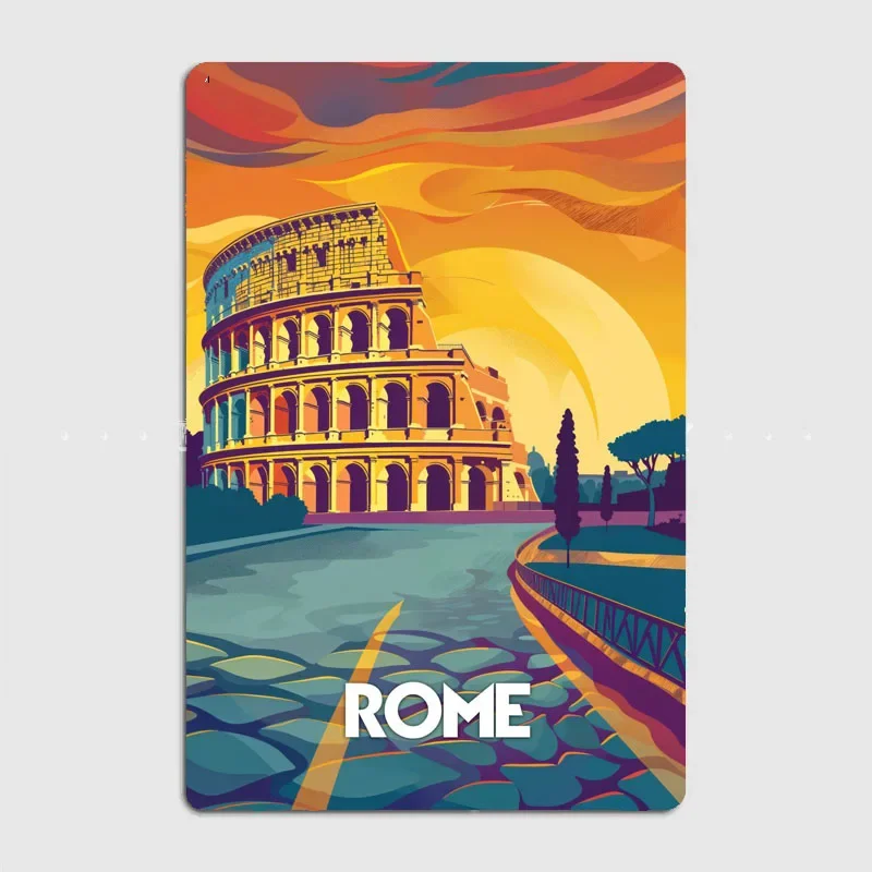 The Roman Colosseum Travel Scenic Spot Poster Metal Plaques Tin Sign Home Decor Room Decoration Kitchen Wall Decor