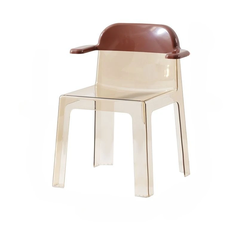 Transparent acrylic dining chair, Nordic home, armrest creative fun back chair Internet celebrity restaurant