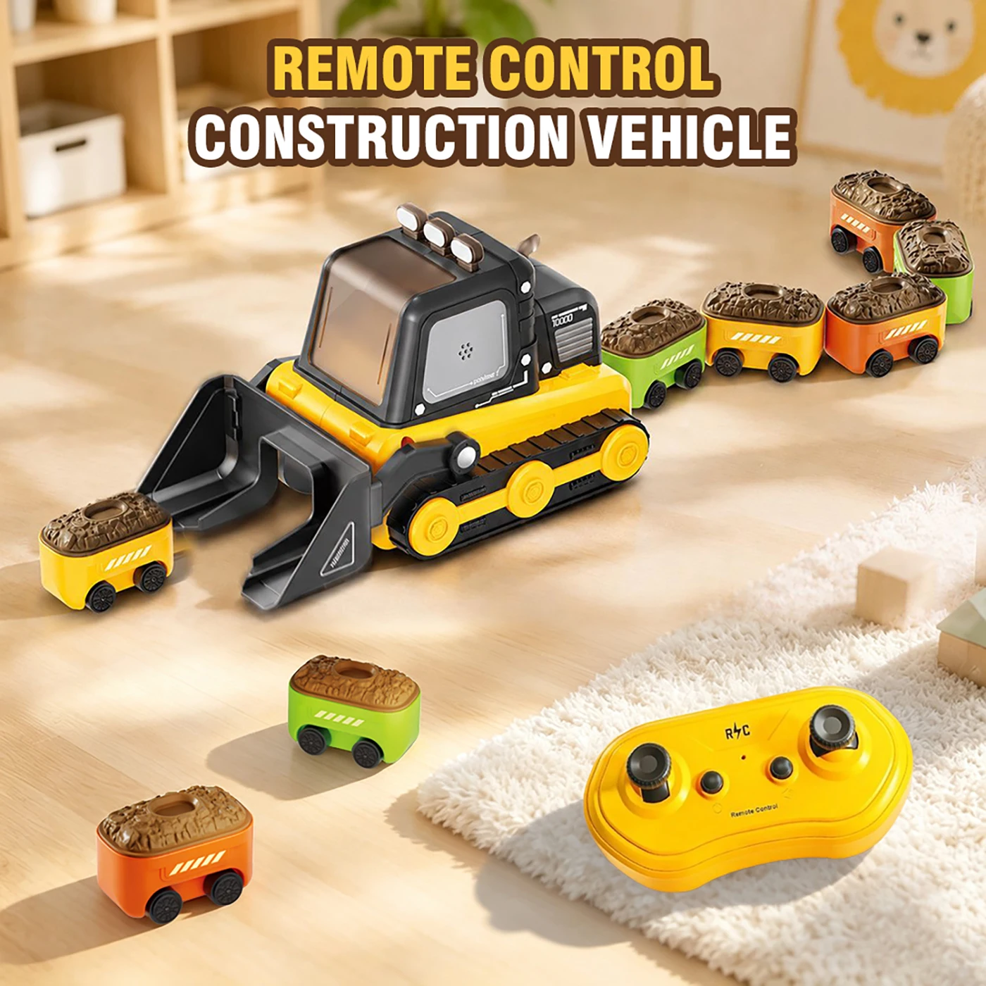 Remote Control Car RC Bulldozer 2.4G Construction Vehicle Magnetic Car Chain Racing Interactive Party Toys For Boy Adult Gifts