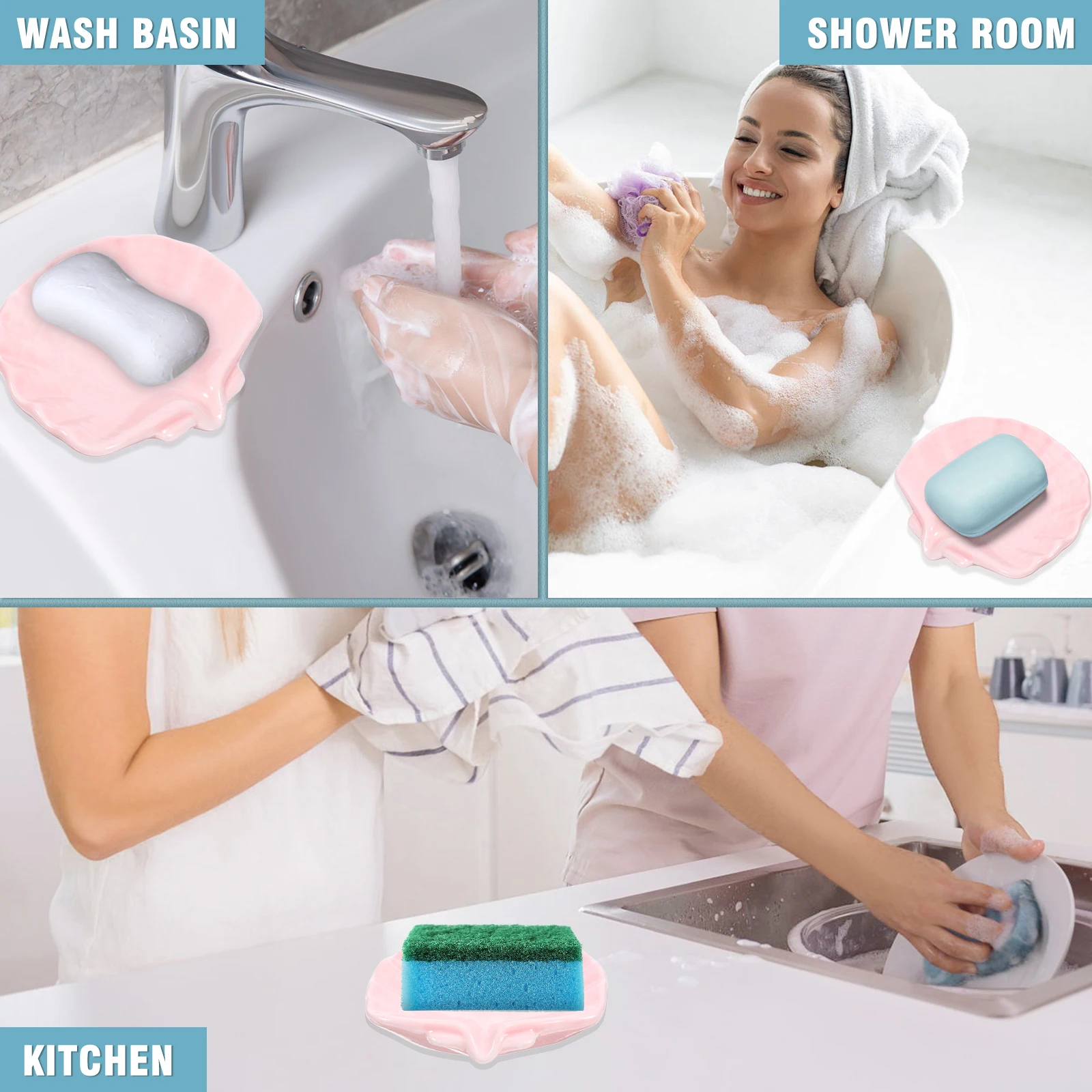 

Ceramic Shell Soap Tray Exquisite Appearance Bathroom Accessory Perfect Load-Bearing Soap Holder for Home Decor