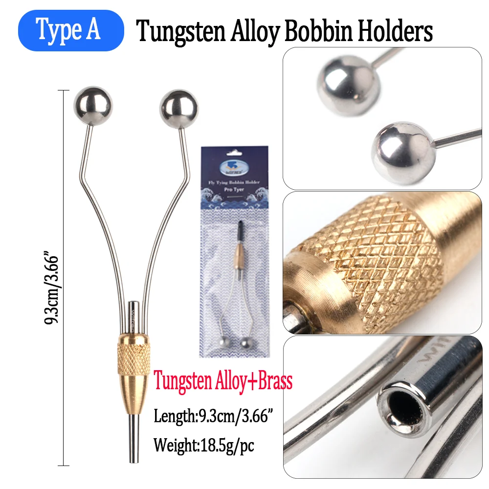 Tungsten Alloy/Stainless Steel Fly Tying Bobbin Holder Bullet Head Bi-Ceramic Tip Thread Holder FIsh Lure Making Fly Tying Tool