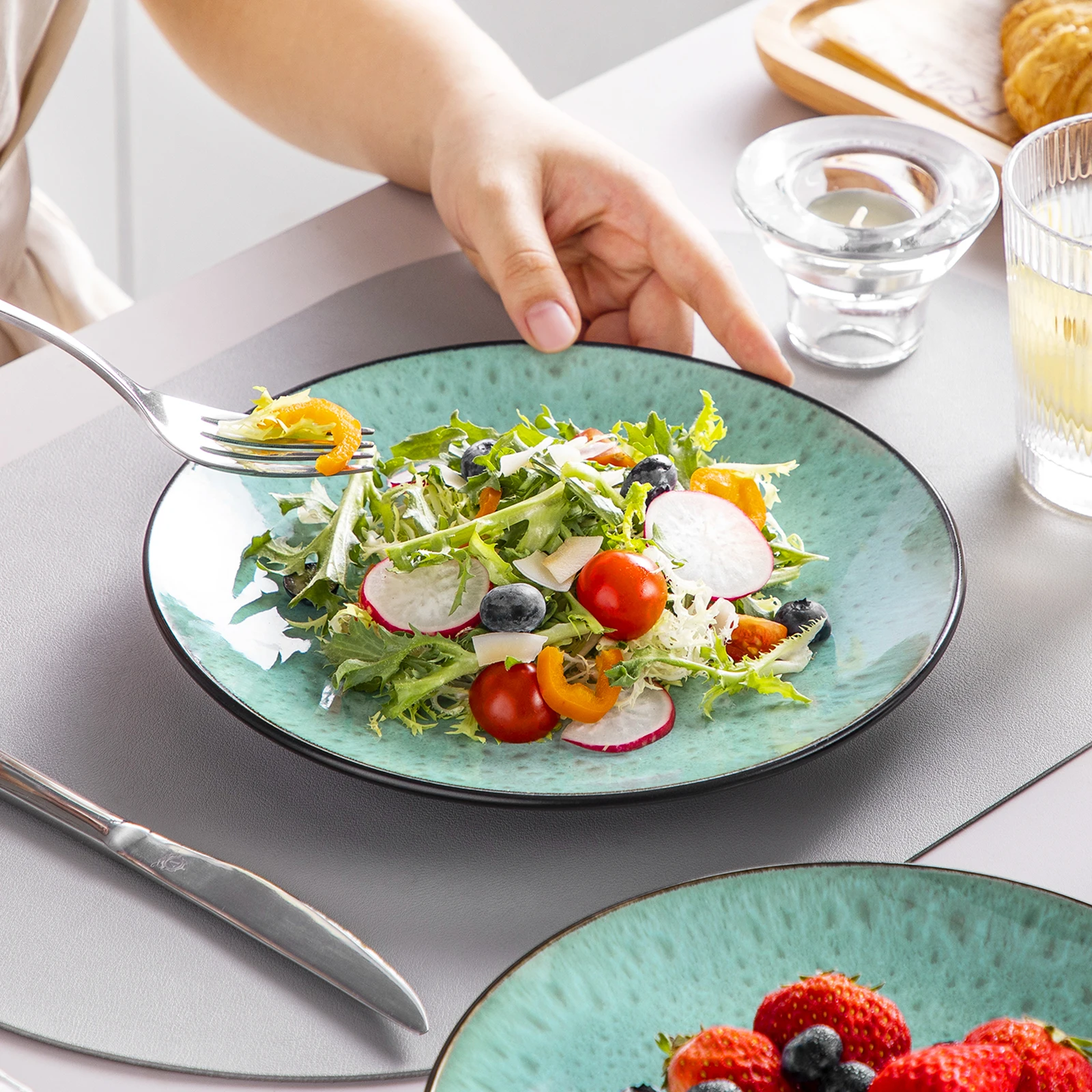 طقم أواني عشاء من السيراميك ، 12 قطعة ، طبق من الفخار الحجري ، طبق عشاء ، حلوى ، وعاء حبوب ، لـ 4 أشخاص