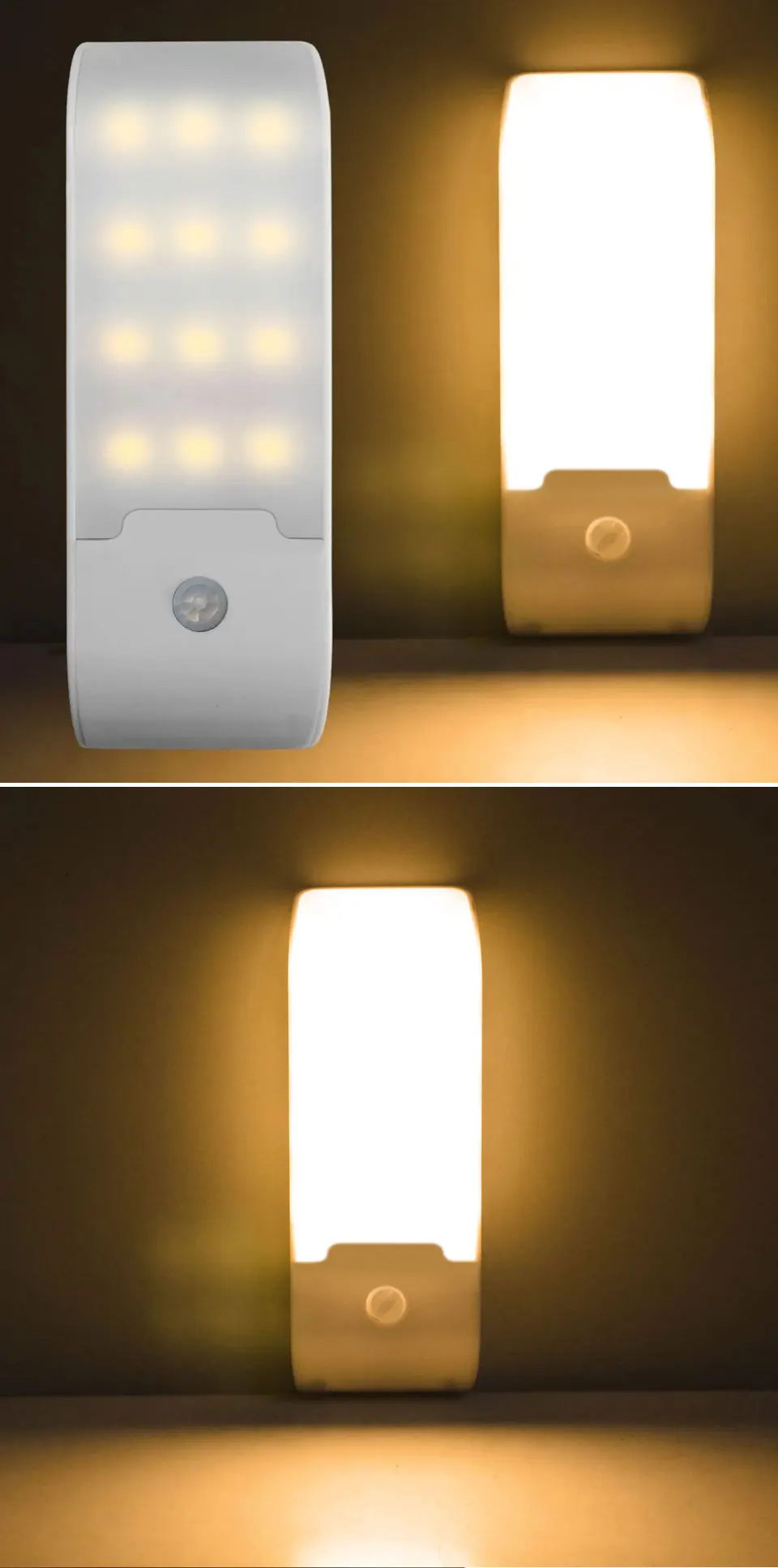 12LED Nachtlicht Bewegungsmelder wiederaufladbare USB-LED-Lampe für Flur Badezimmer Schrank Küche unter dem Schrank hohe Helligkeit – Detail 1