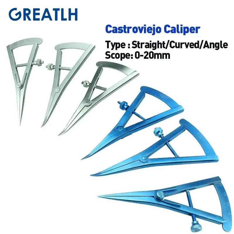 6 Types Eyelid Calipers Castroviejo Caliper Screw Adjustment Styles Straight/Curved/Angle 0mm-20mm Ophthalmic Instrument 1pcs