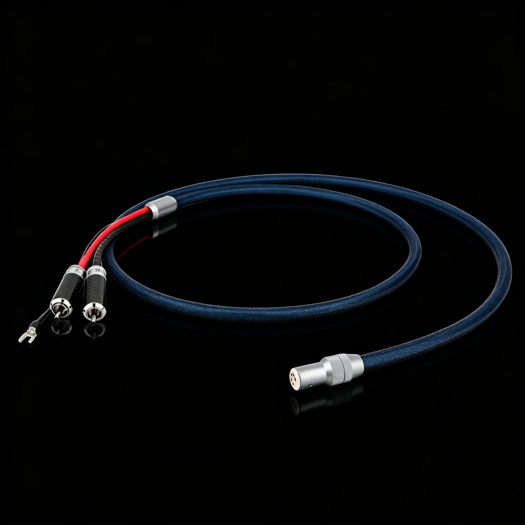 Kabel audio 5-pin DIN do 2RCA Phono, kabel do ramienia gramofonowego prosty 90 stopni, przewód uziemiający typu U Spade, audio Phono — zdjęcie produktu 4