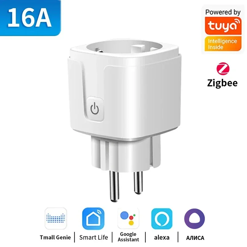 TNCE Tuya WiFi/Zigbee 16A/20A EU-stekker met Power Monitor Smart Home Plug Afstandsbediening Timer Ondersteuning Voice Google Home Alexa