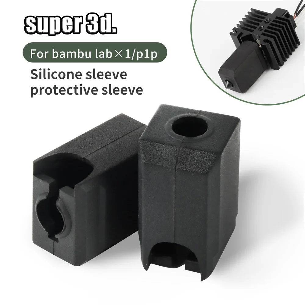 Silicone Socks for Bambu Lab X1 X1C Hotend Extruder Heated Block High-Temperature Case for Bambulab P1S P1P Black Silicone Cover