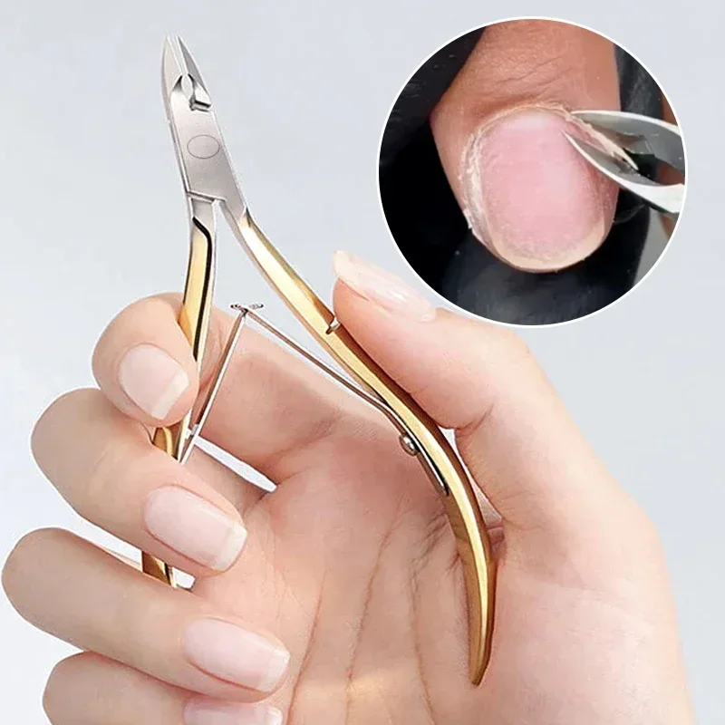 Professional Nail Cuticle Scissor Stainless Steel Gold Silver Dead Skin Exfoliating Clipper Clean Nails Art Tool Manicure Salon