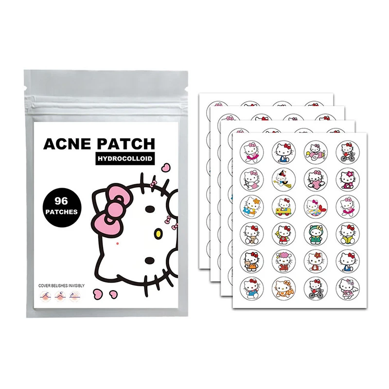 96pc Kawaii Sanrio Hello Kitty Cat Repair Acne Patch Facial Skin Care Fade Blemishes Pimple Marks Closed Acne