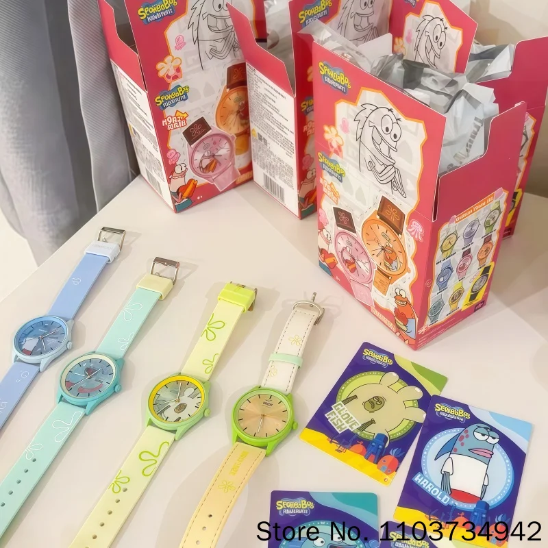 Genuine Blind Box Watch Spongebob Squarepants V2 Theme Custom Blind Box Anime Figure Charm Birthday Gift Collection Toy