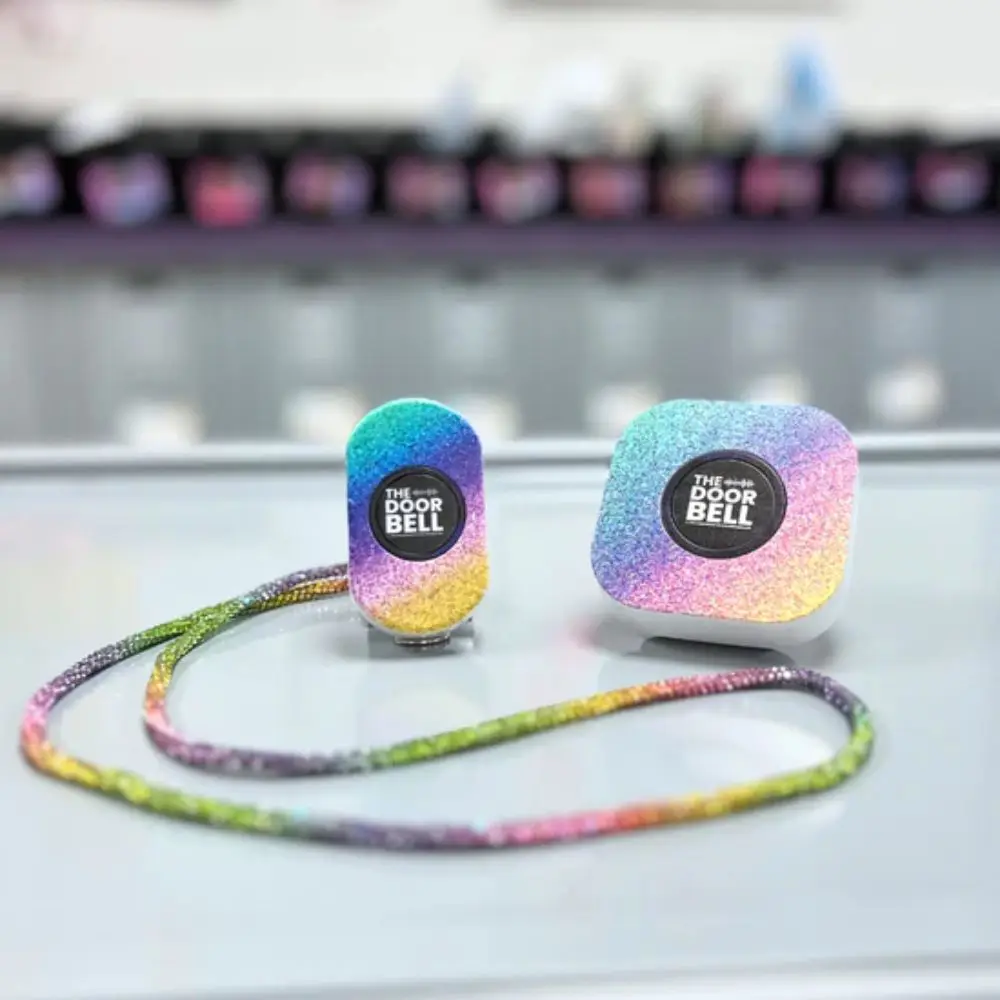 جرس الباب سباركلي بحجم 4 مستويات مع جهاز تحكم عن بعد جرس باب الفصول الدراسية 38 زر مساعدة في حالات الطوارئ عن بعد