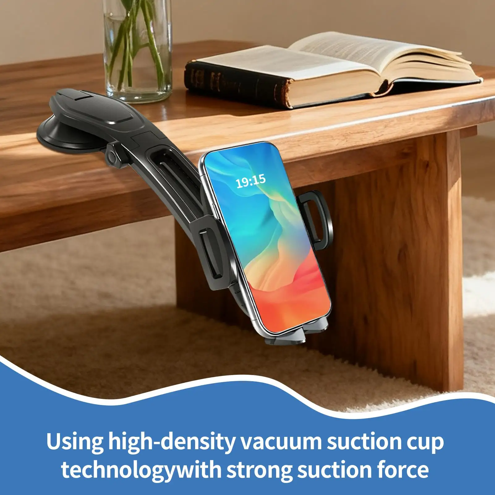 

Suction Phone Mount 360 Degree Rotating Suction Stand Downward Bending Dashboard Cell Phone Holder For Automotive Windshield