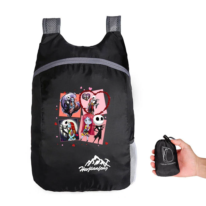 Disney The Nightmare Before Christmas Jack Sally Outdoor sport Travel Portable Folding Backpack Storage Bag Leisure Backpacks