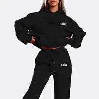 ai Printing High Quality Women Monochrome Hooded Hoodie Set Casual Two-Piece Set New Fashion Hot sweatpants tracksuit - Image 4