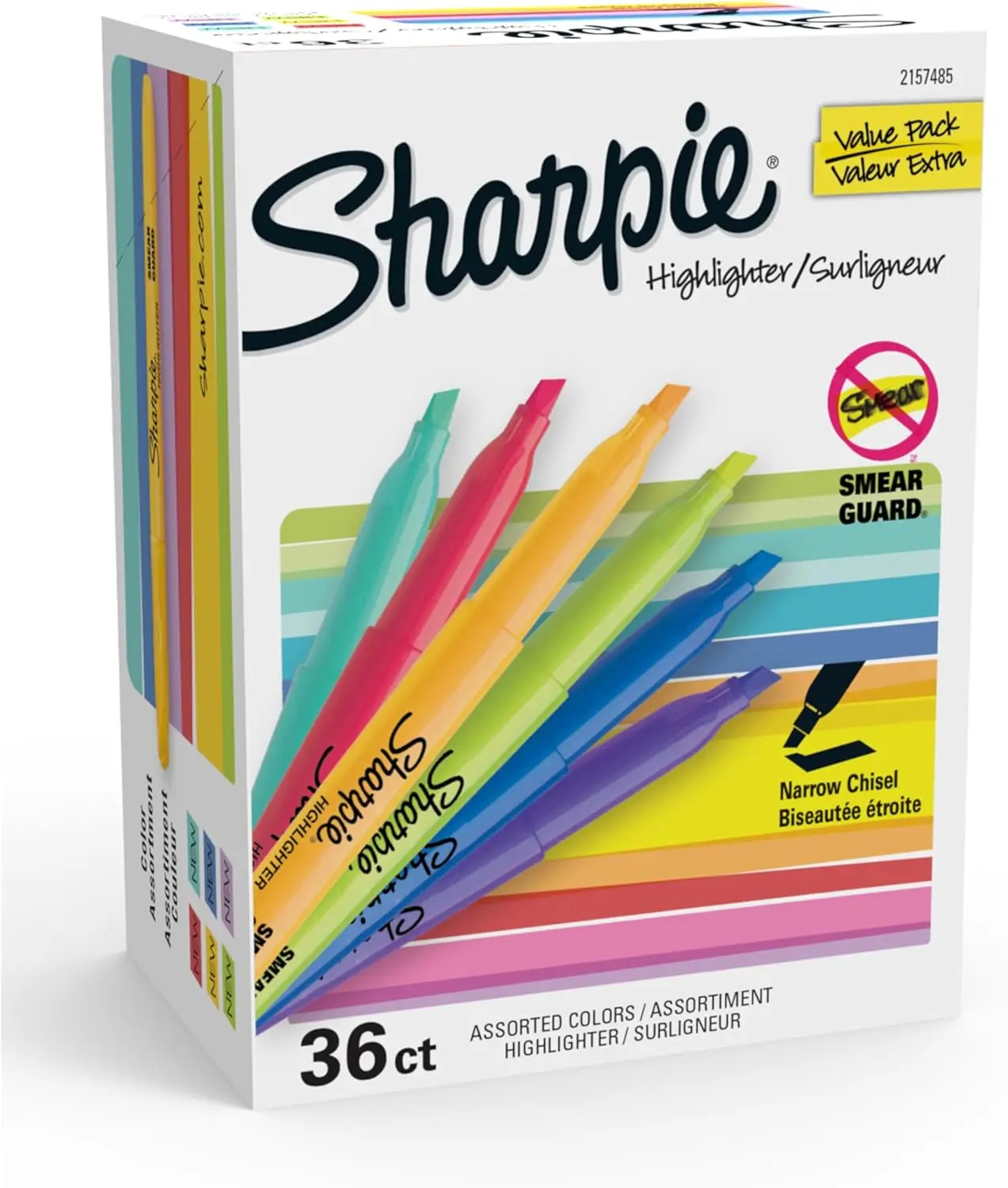 

36 Count Pocket Highlighters, Narrow Chisel Tip, 12 Assorted Colors for Study and Office Use