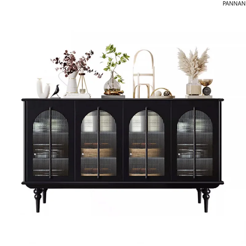 

Retro style dining side cabinet light luxury high-end glass door decorative cabinet entrance entrance storage cabinet