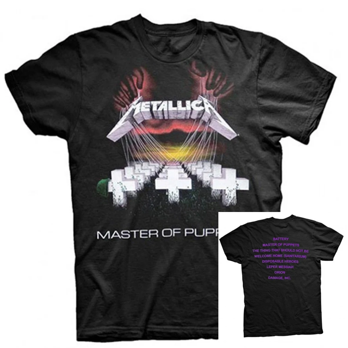 Camiseta Metallica Master of Puppets Band, camiseta gráfica de algodão, masculina, feminina, verão, streetwear