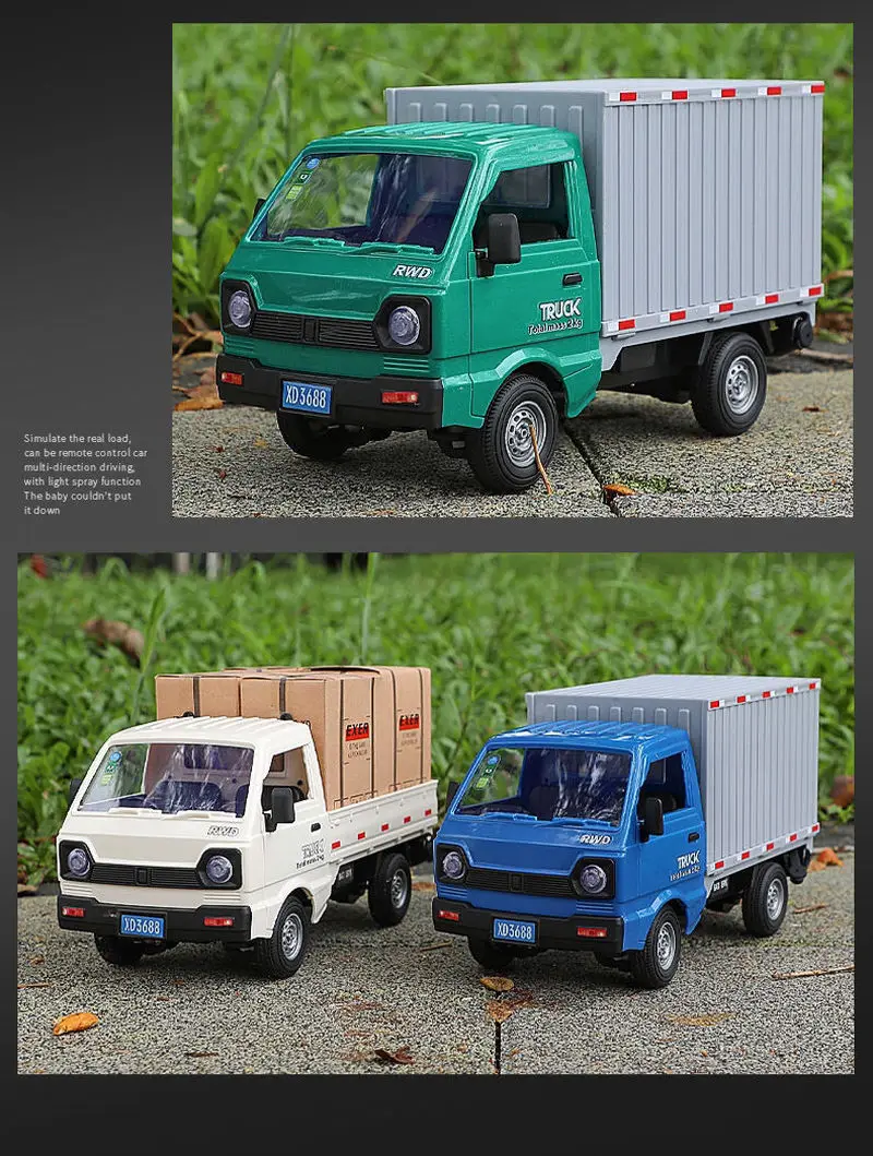 1:16 Wpl D12 ไฟฟ้าของเล่นรีโมทคอนโทรลจําลองรถบรรทุก Wuling Drift รถปีนเขาไฟ LED Cargo Boy ของขวัญวันเกิด