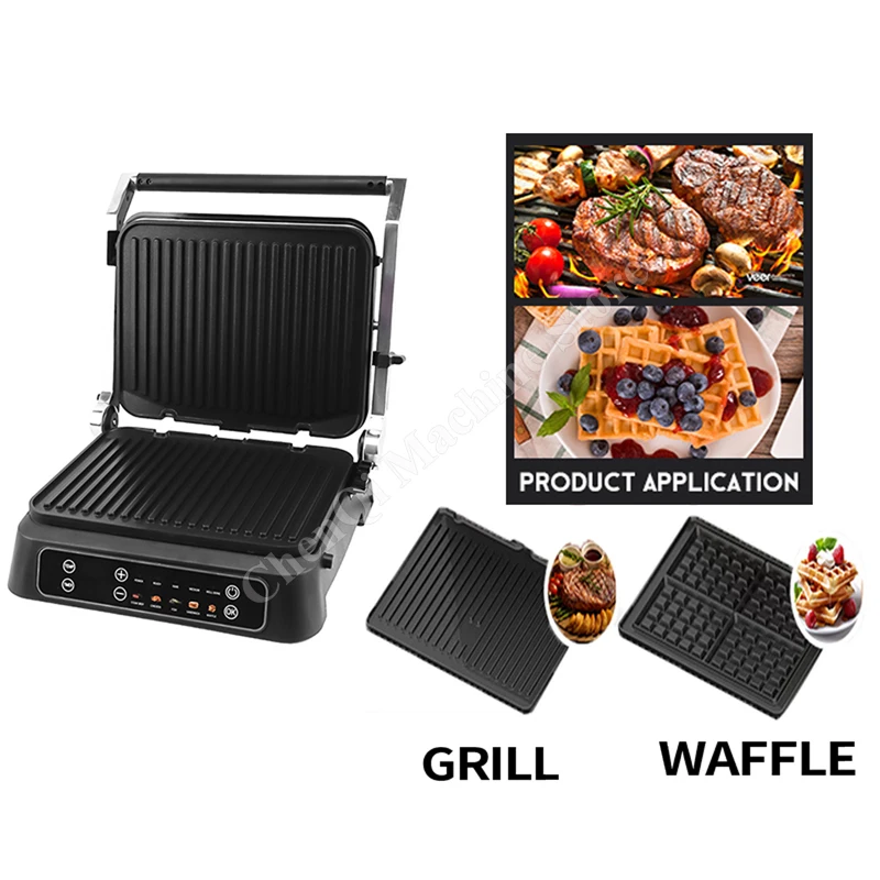 Máquina de bife para café da manhã, cortador de bife, fritura, cozimento doméstico, placa de churrasco teppanyaki integrada, bife de carne assado