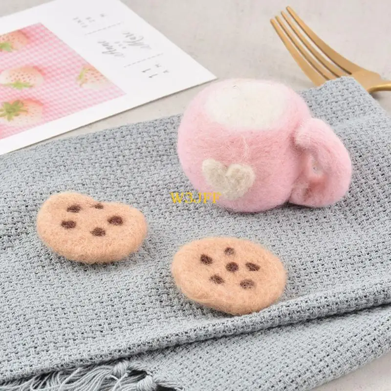 W3JF 3 قطعة/المجموعة DIY الطفل الصوف ورأى كوب الشاي باللبن مع قشة + الكوكيز زينة الوليد التصوير الدعائم الرضع صور اطلاق النار