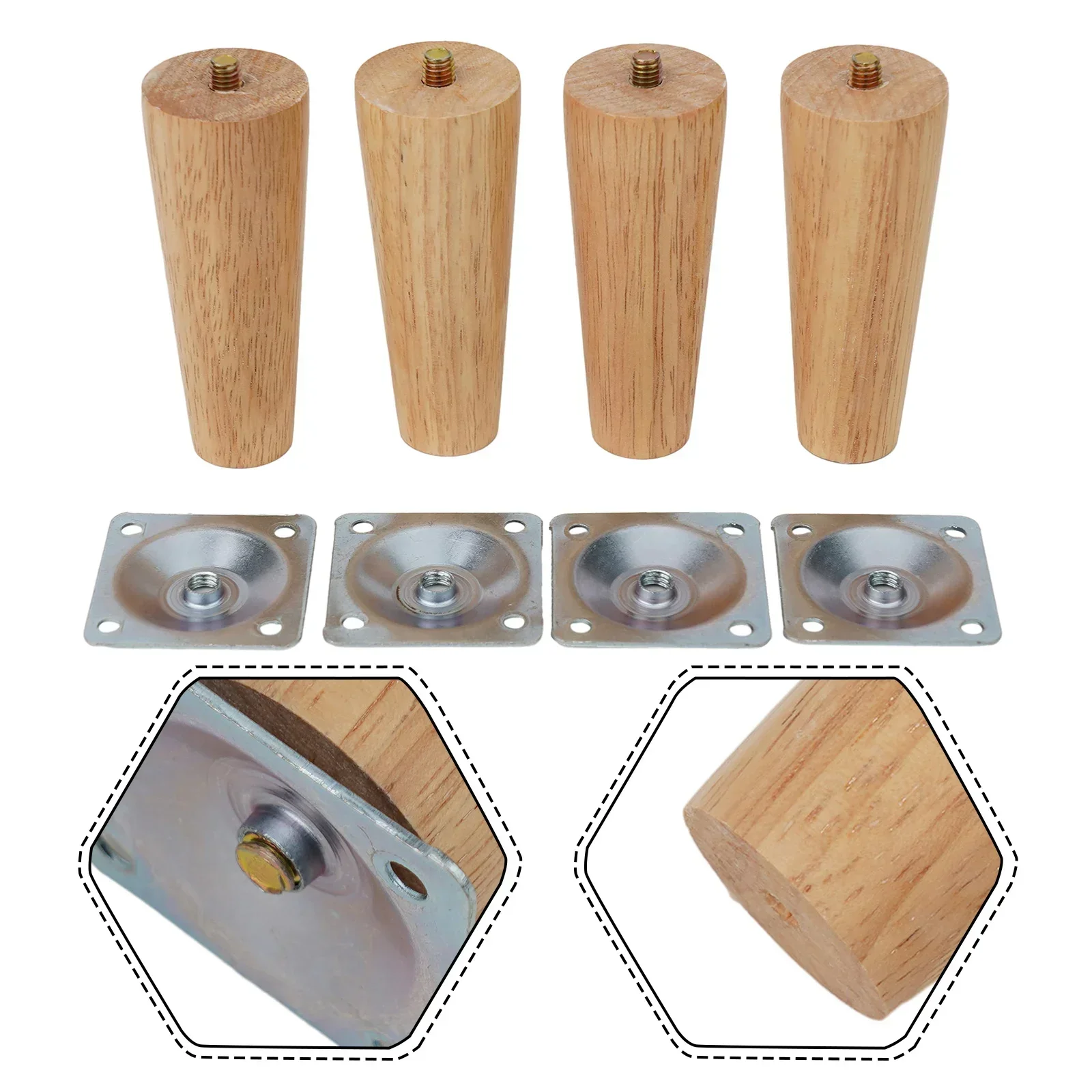 4Pcs Legs For Furniture Solid Wood Sofa Legs Conical Height 8/10/15cm Bed Stool Chair Coffee Table TV Cabinet Feet Replacement