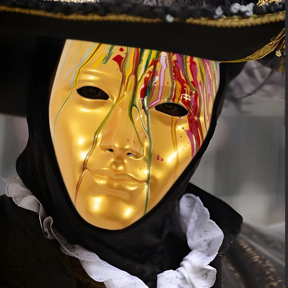 

Creative Plastic Phantom Paint Face Mask Flowing Masquerade Halloween Mask Colorful Eye Mask Anime Cosplay Props Nightclub