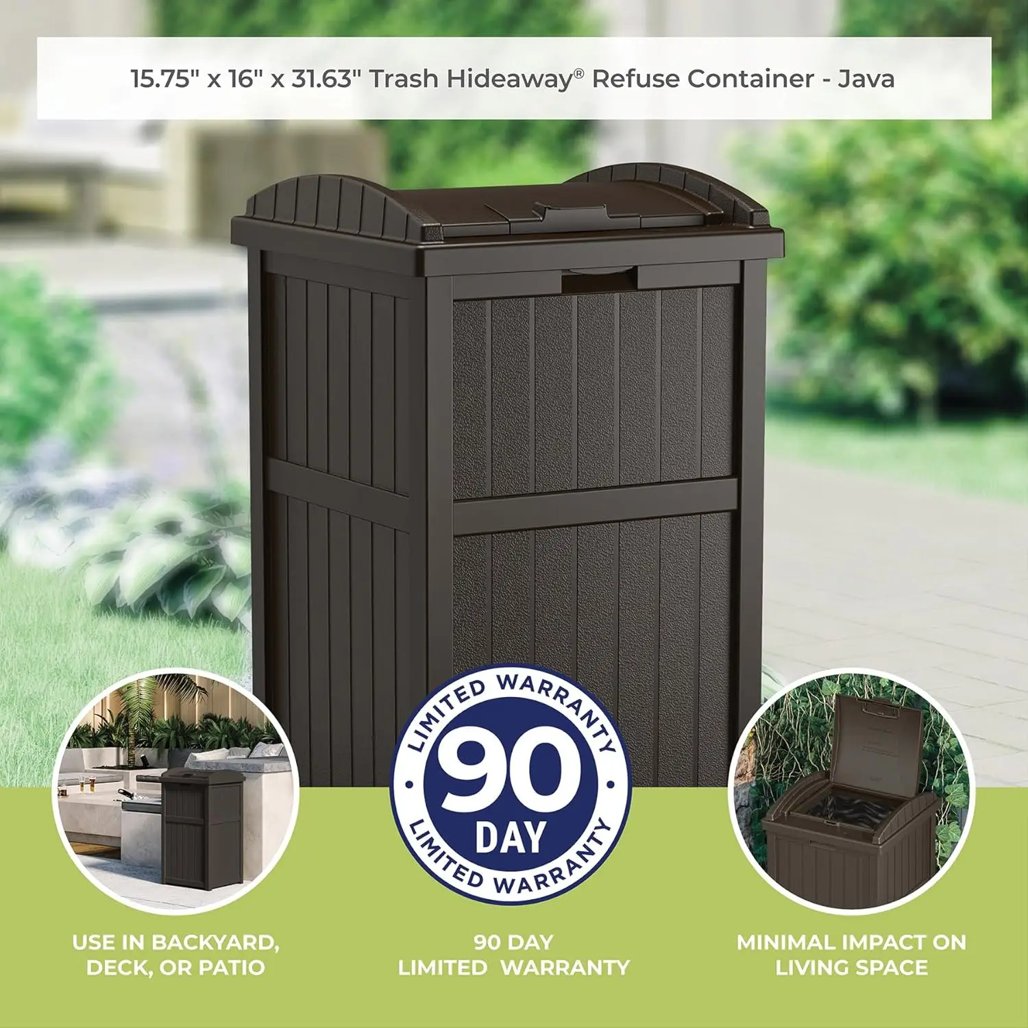 

33 Gallon Garbage Can Outdoor Plastic Durable Hideaway with Secure Lid for Home Backyards Wicker Design Patios