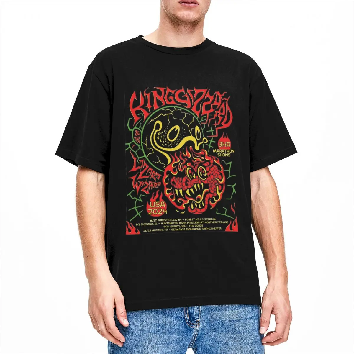 Creative King Gizzard 2024 TOUR USA Rock Band T-Shirts for Men Women Cotton King Gizzard & the Lizard Wizard Tees Shirt Big Size