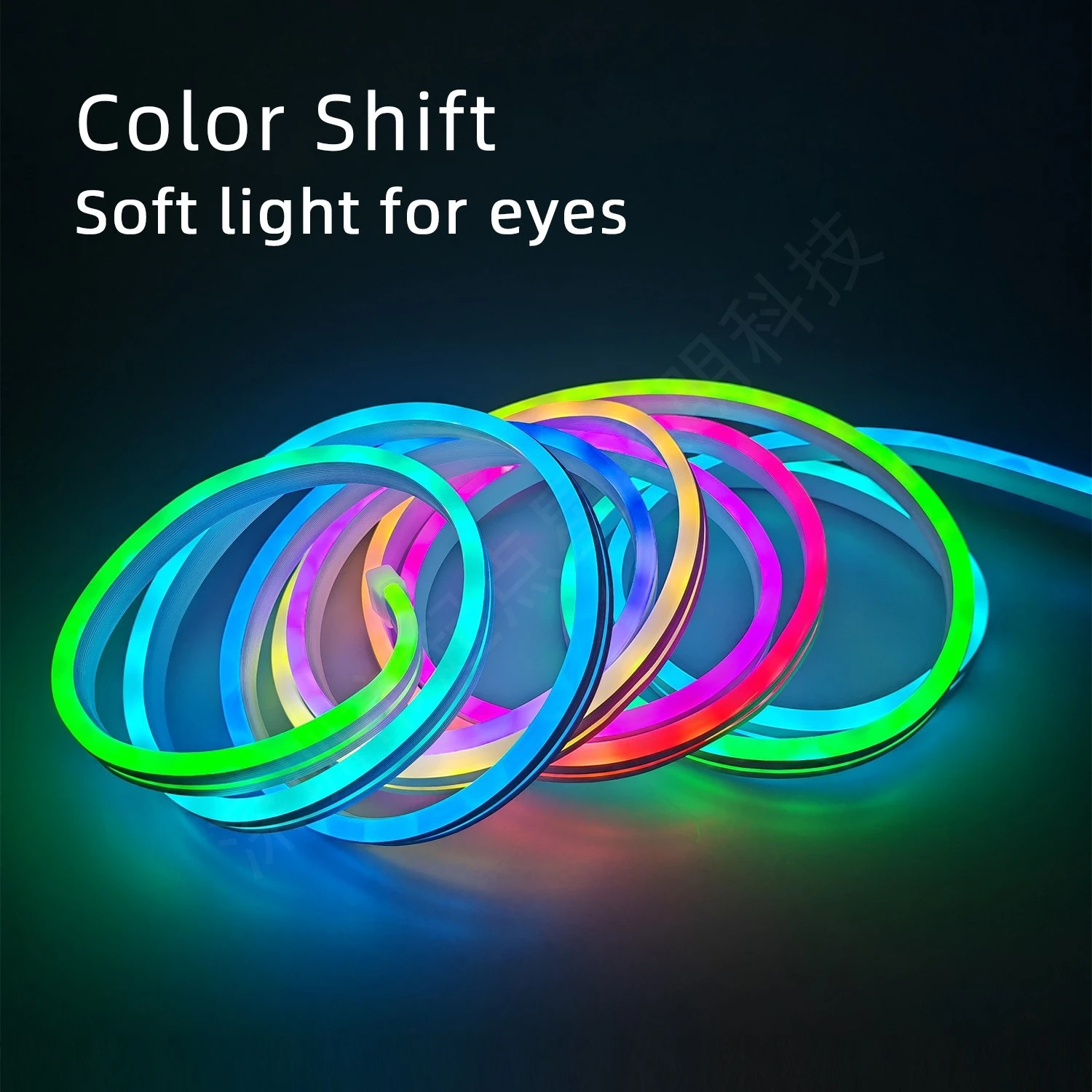 RGBIC Neon LED Strip Light 16.4ft Smart APP Control Music Sync IP65 Flexible Addressable Rope Light for Gaming Room Bedroom TV PC Background Decor