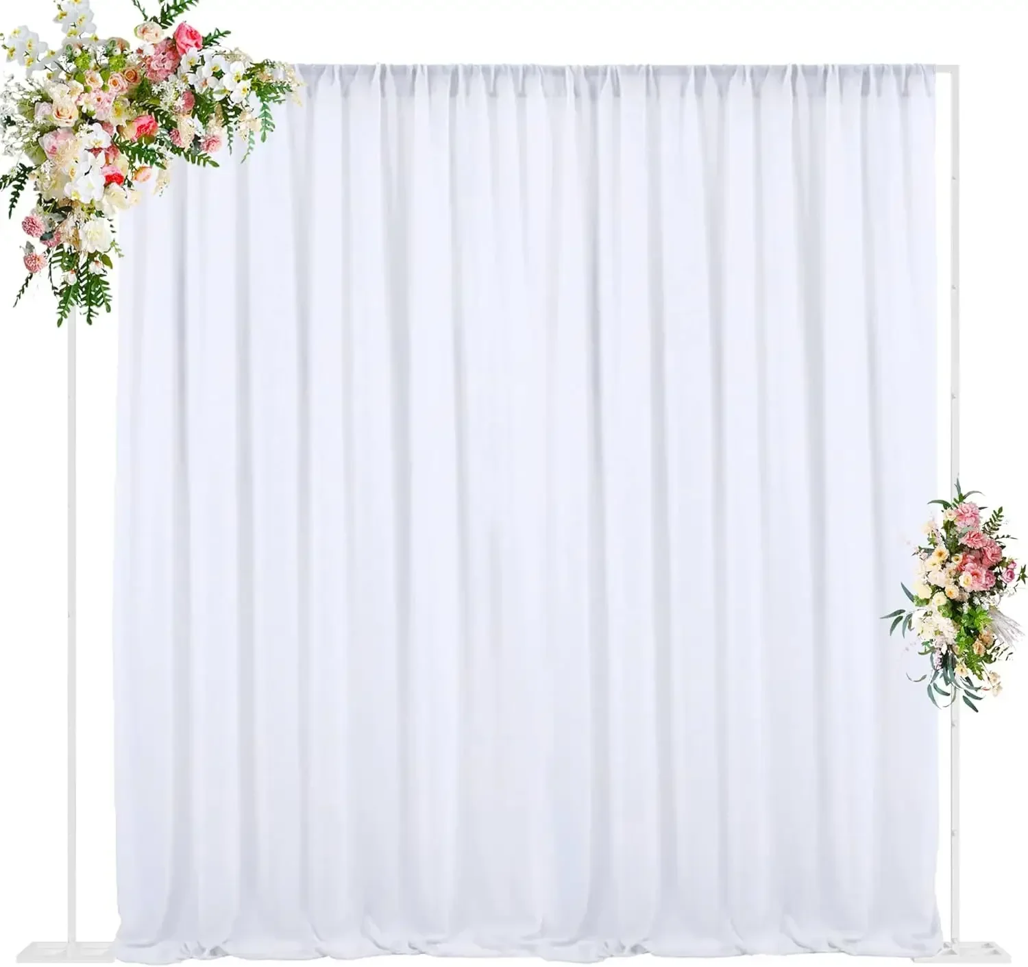 

10 FT Backdrop Stand Heavy Duty Pipe and Drape Kit, Adjustable White Backdrop Stands for Wedding Photo Booth Background Birthday