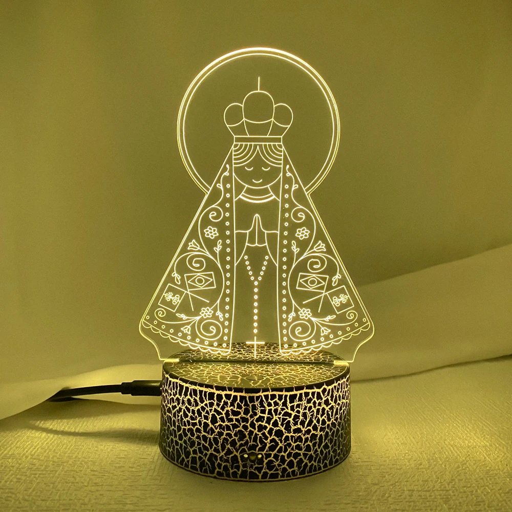 Newest 3D Led Night Light Our Lady Aparecida for Church Decoration Lights Cool Gift for Faith Usb Battery Powered Table Lamps