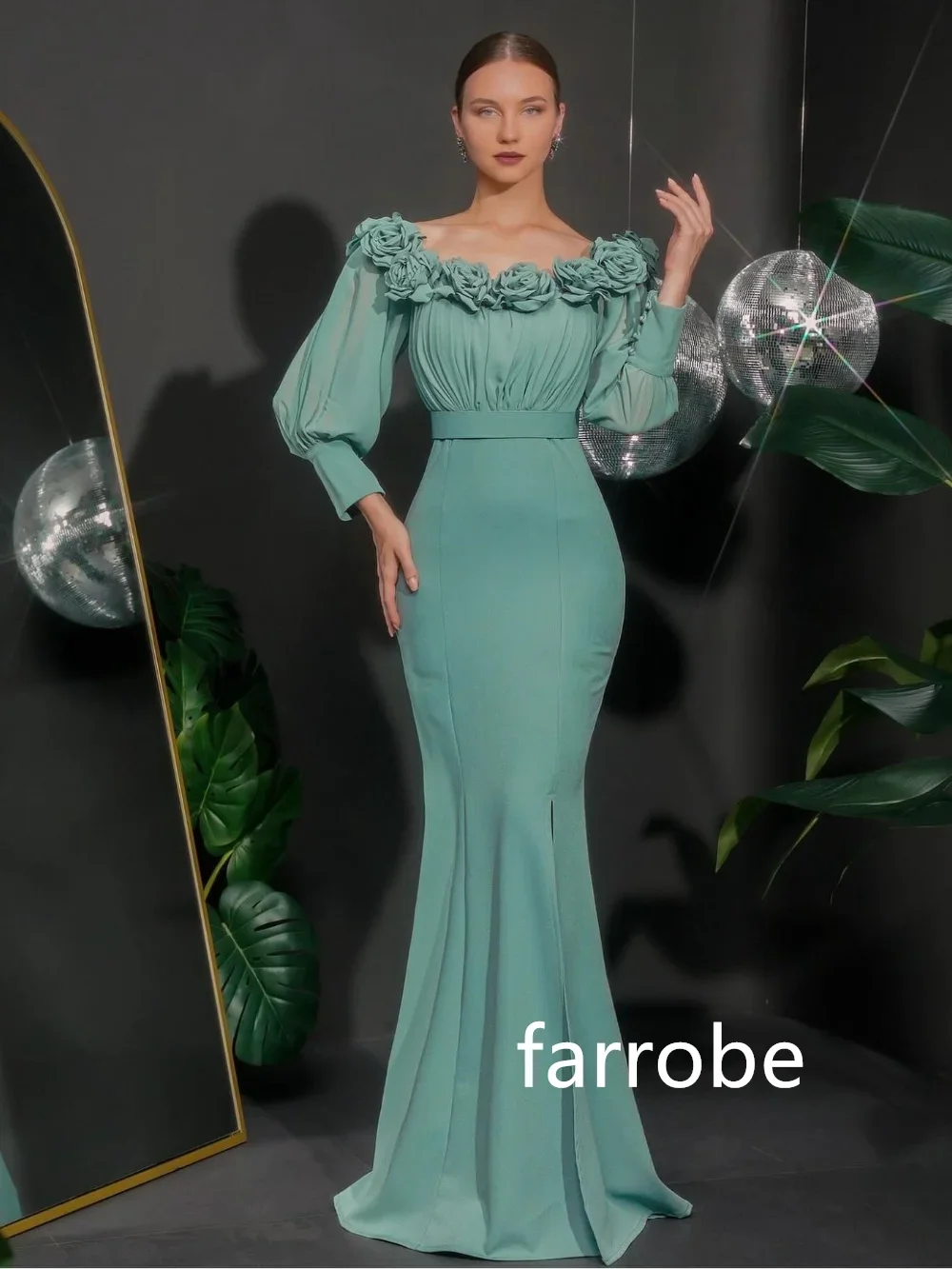 Robes de sirène à fleurs plissées en jersey personnalisées, robes mi-longues à épaules dénudées, style moderne exquis, pastol classique, robes de Rhsimples