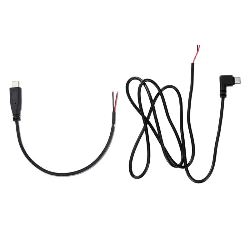 Male Type C to 2 Pin Extension Cord USB C Pigtail 2Pin Power Cable Line 22AWG Support 5V 3A for Electronics Dropship